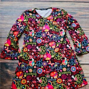 Girls hippy style dress, light weight, 3/4 sleeve, girls XL